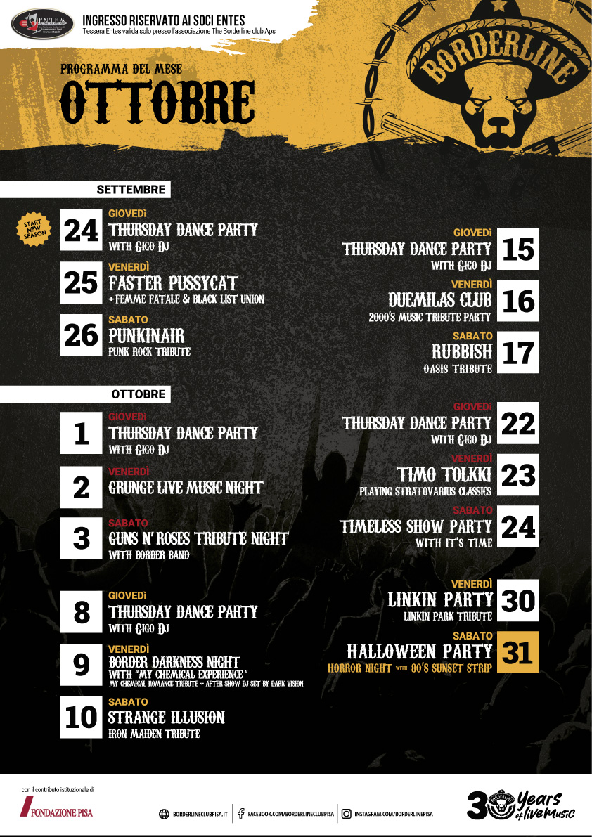 Borderline Club Pisa - ottobre
